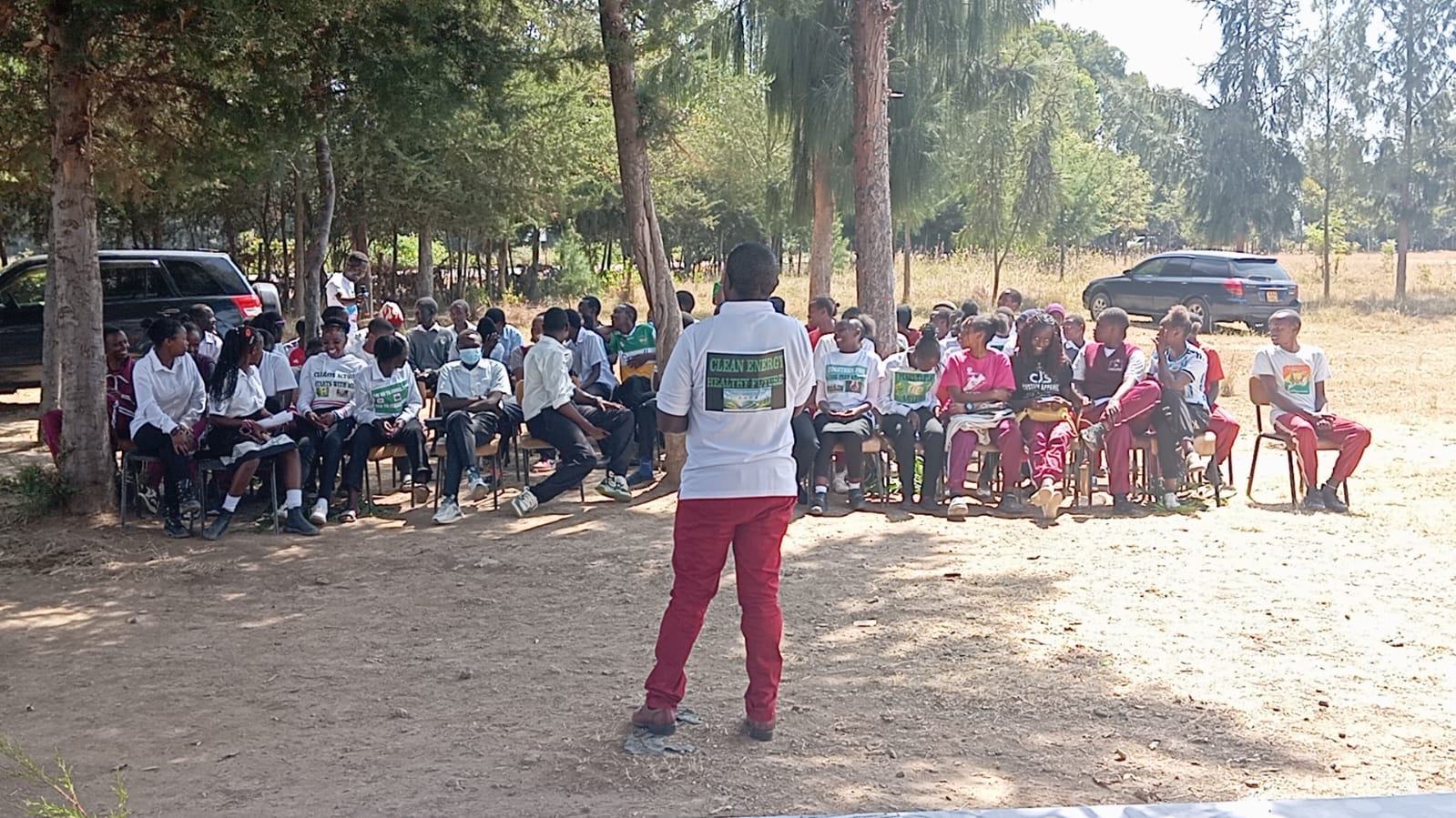 Students and speakers at Climate Action Day, Sweetwaters Mixed Secondary School